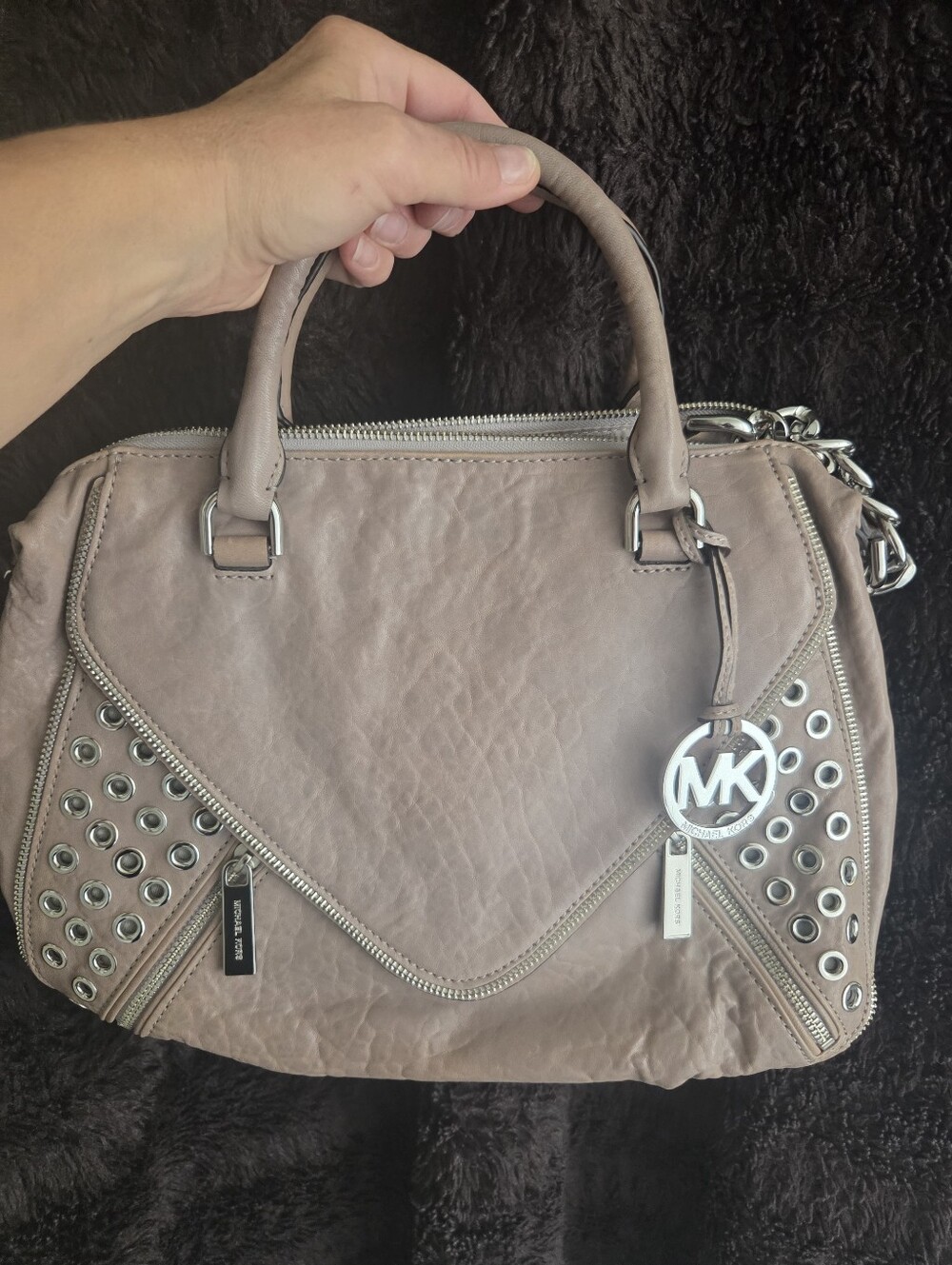 Michael Kors Mauve Taupe Grommet Satchel Never Used